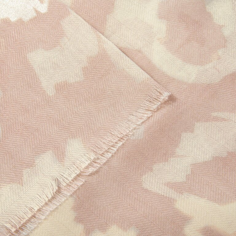 Katie Loxton Metallic Print Scarf  -Large Leopard - Dusty Pink & Silver Foil