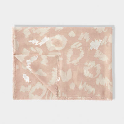 Katie Loxton Metallic Print Scarf  -Large Leopard - Dusty Pink & Silver Foil