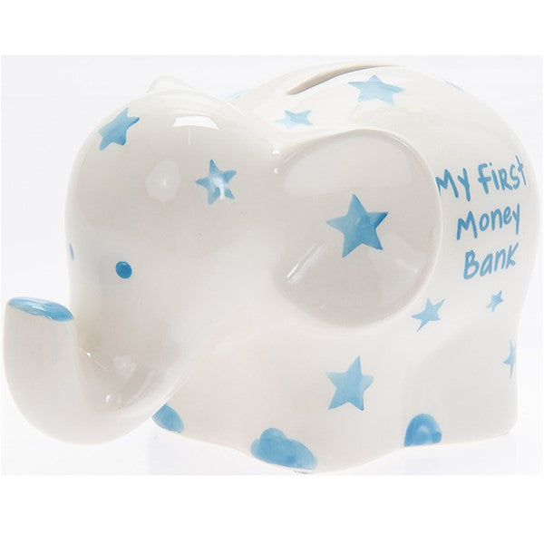 My First Money Bank Elephant Money Box-Blue Star - Small