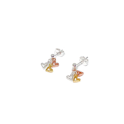 Mimi Triple Mini Open Hearts Earrings - Mixed Metals- Clementine Jewellery