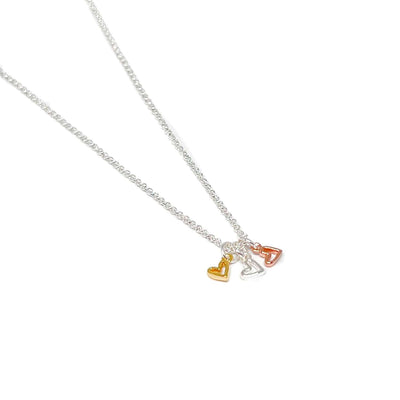Mimi Triple Mini Open Hearts Necklace - Mixed Metals- Clementine Jewellery