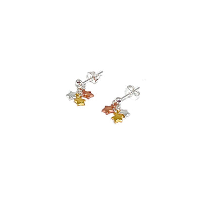 Mimi Triple Mini Stars Earrings - Mixed Metals- Clementine Jewellery