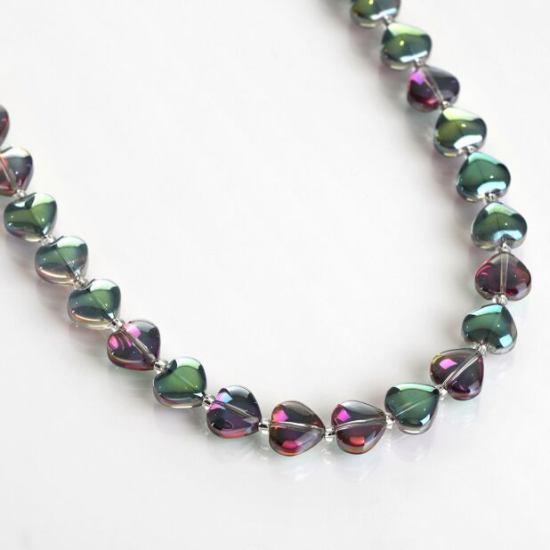 Carrie Elspeth Spectrum Shine Hearts Full Beaded Necklace - Multi