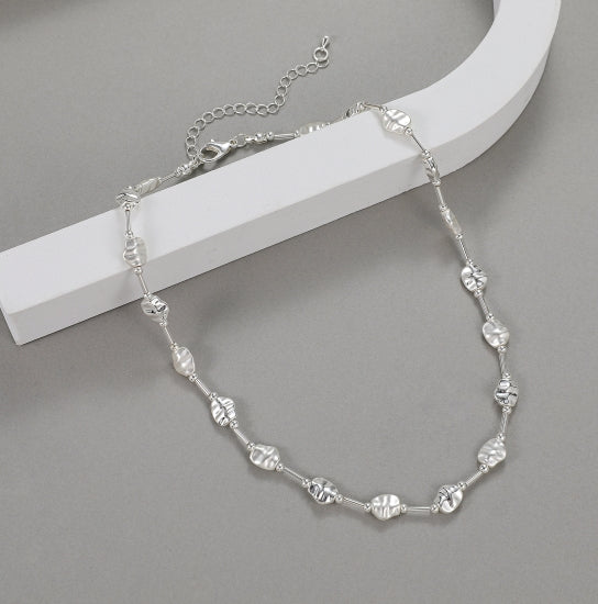 Gracee Jewellery Pebble & Tube Mixed Tone Silver Necklace -  Silver