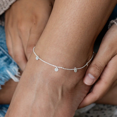 Pineapple Island Aya Disc Chain Anklet - Silver Plated