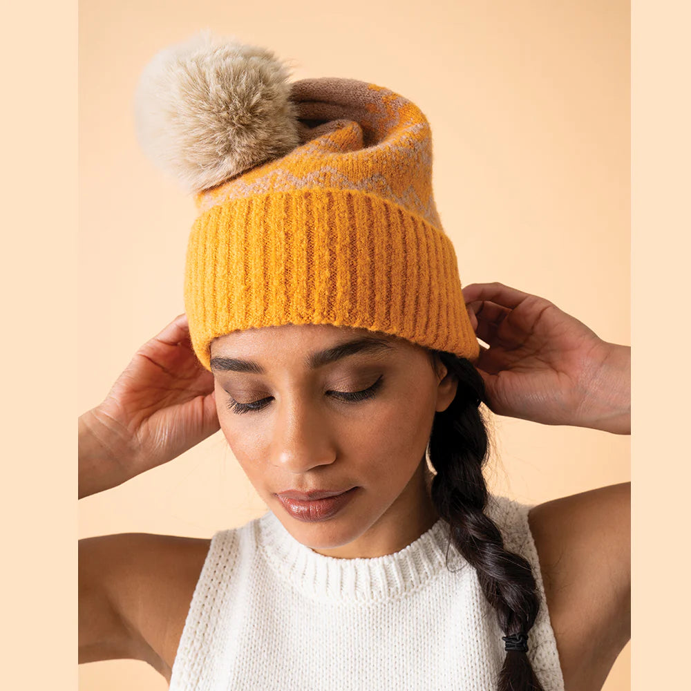 Powder Thora Bobble Hat - Mustard/Taupe