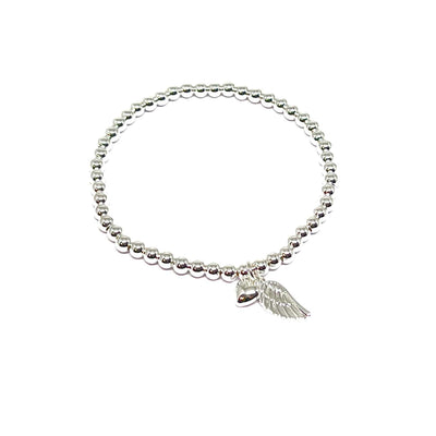 Sophia Angel Wing & Heart Bracelet - Silver- Clementine Jewellery