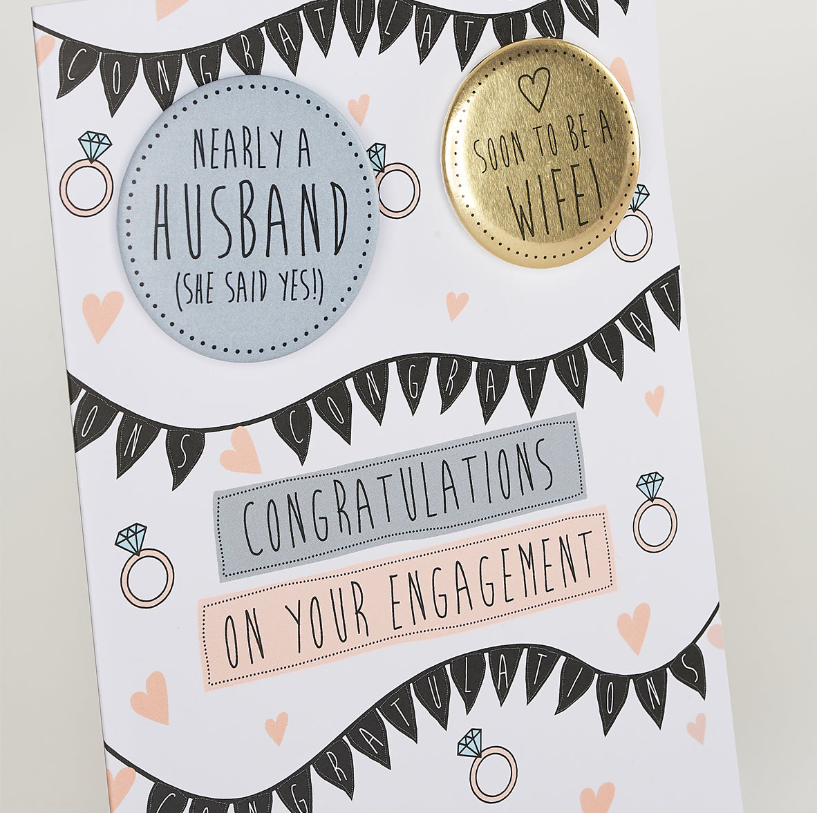 Papersole Congratulations on your Engagement Badge Card