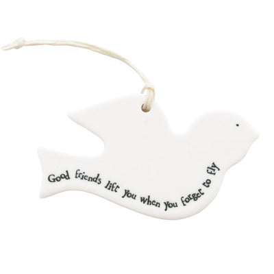 East of India Porcelain Hanging Bird - Good Friends Lift You