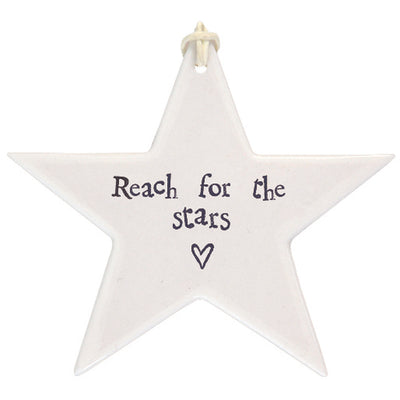 East of India Porcelain Hanging Star - Reach for the Stars