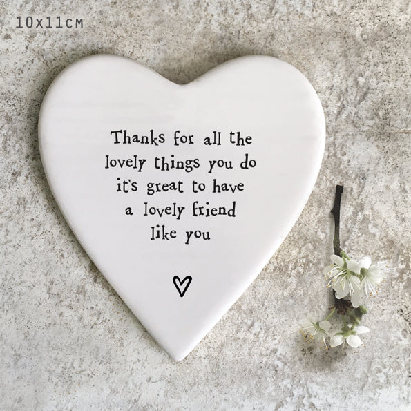 East of India Porcelain Heart Coaster - Lovely Things