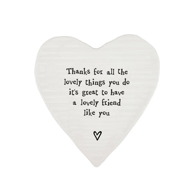 East of India Porcelain Heart Coaster - Lovely Things