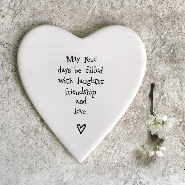 East of India Porcelain Heart Coaster - May Your Days