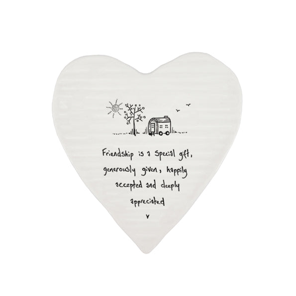 East of India Porcelain Heart Coaster - Friendship Is A Special Gift