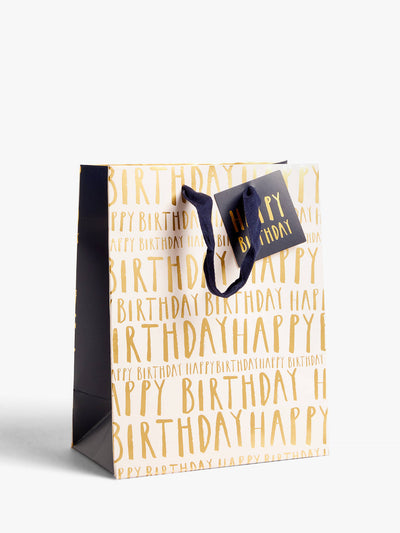 The Art File Happy Birthday Print Blush Small Gift Bag