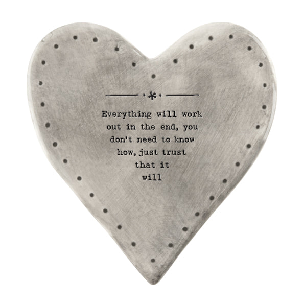 East of India Porcelain Heart Coaster - Everything Will Work Out