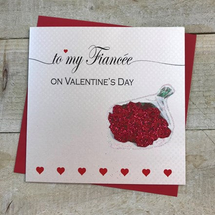 White Cotton Cards Fiancee Roses Valentines Card