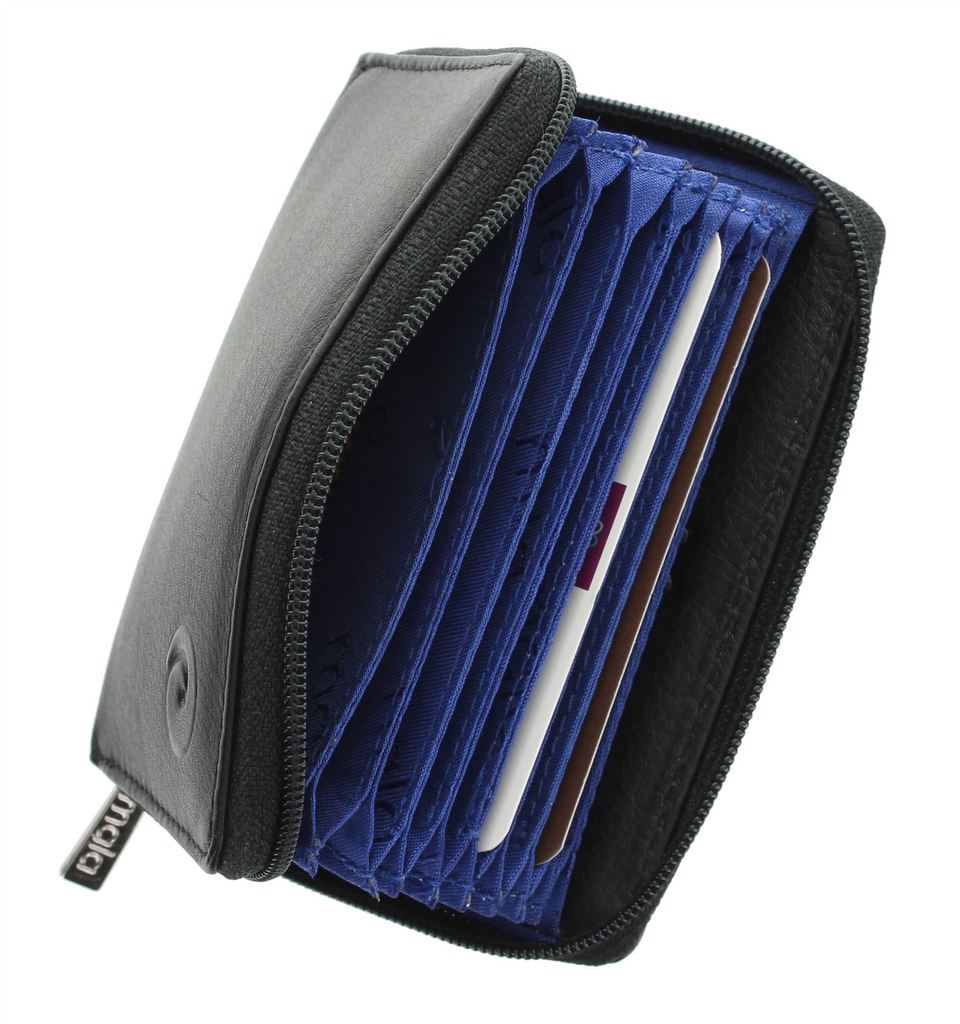 Mala Leather Origin Concertina Card Holder with RFID Protection (552 5) - Black/Blue
