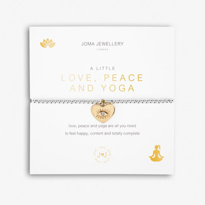 Joma Jewellery A Little 'Love Peace and Yoga' Silver Bracelet