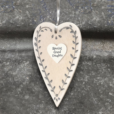 East of India Handpainted Wooden Heart - Special Granddaughter