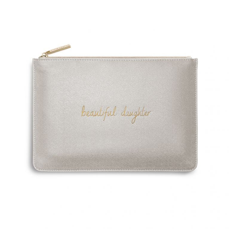 Katie Loxton Shimmer Pouch- Beautiful Daughter - Champagne