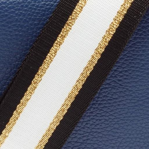 Elie Beaumont Designer BLACK GOLD & WHITE STRIPES Adjustable Crossbody Bag Strap (GOLD Fittings)