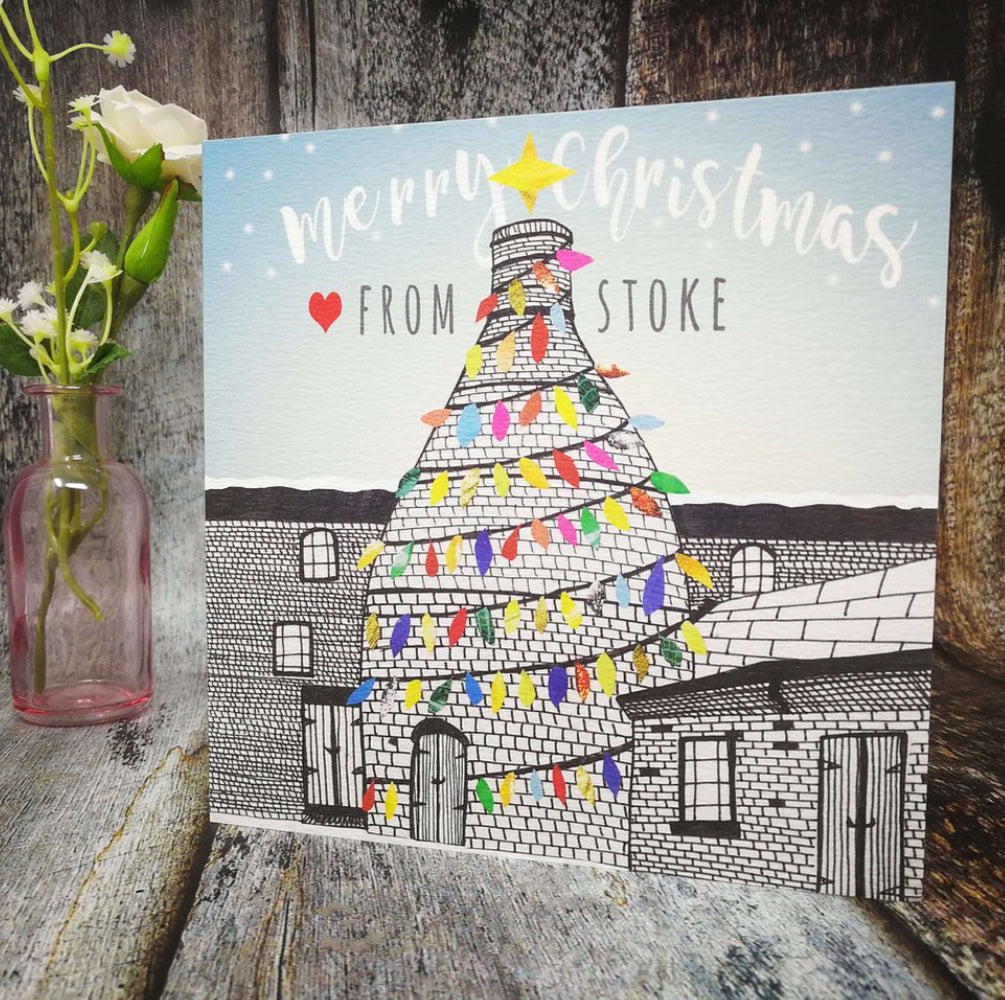 Flying Teaspoons Merry Christmas Love From Stoke Bottlekiln Card