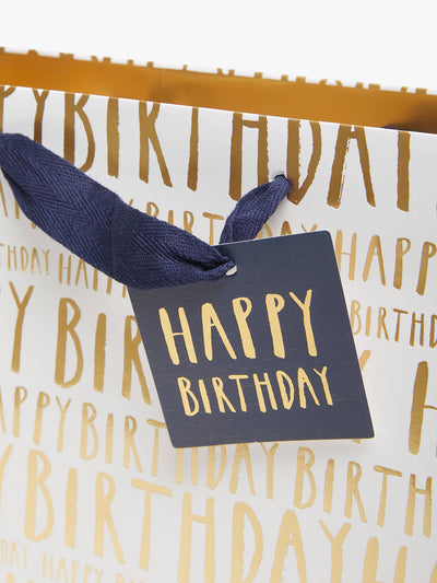 The Art File Happy Birthday Print Blush Small Gift Bag