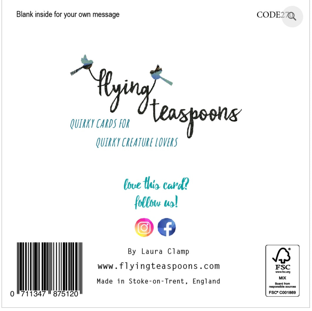 Flying Teaspoons Gin with Your Name On It Blank Card