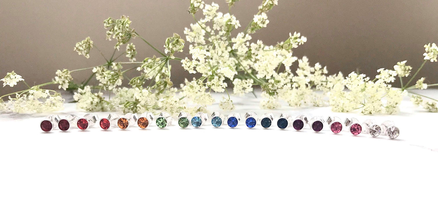 Jolu Jewellery Rainbow Stud Earrings 🌈 Crystal