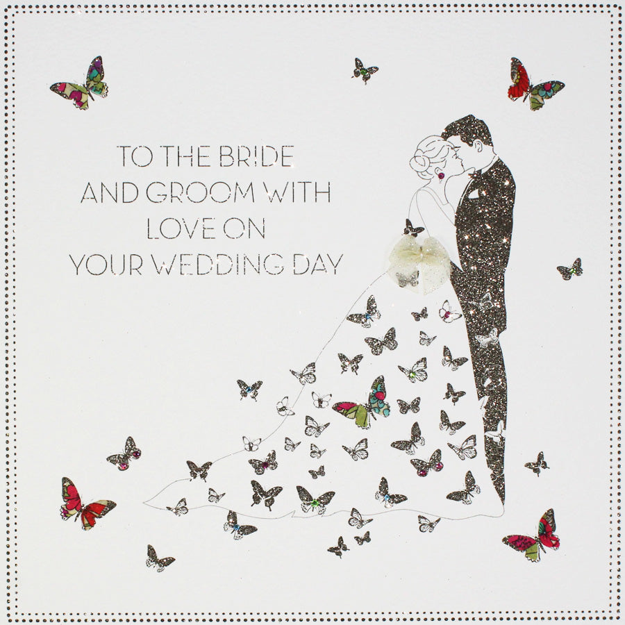 Five Dollar Shake LARGE Bride & Groom Butterfly Wedding Day Card