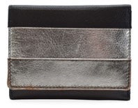 Mala Leather Burchell Metallic Stripe Medium Purse (3518 79) - Black Multi