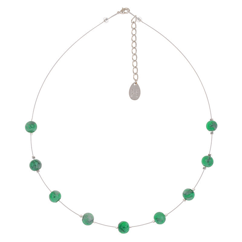 Carrie Elspeth Marbled Floating Beaded Necklace - Jade Green