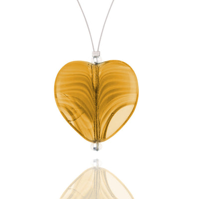 Carrie Elspeth Nugget Mustard Glass Heart Necklace - Mustard