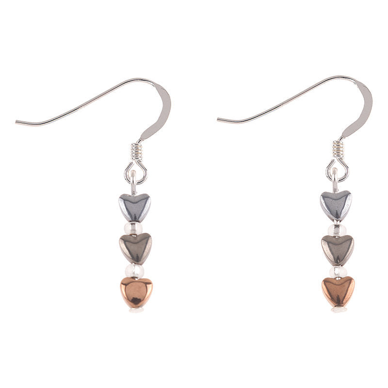 Carrie Elspeth Cariad Hearts Beaded Drop Earrings - Mixed Metals