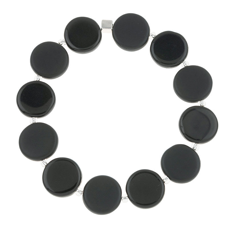 Carrie Elspeth Noir Discs Beaded Stretch Bracelet - Black