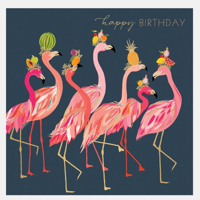 Sara Miller by The Art File - Tropical Flamingos Birthday Card