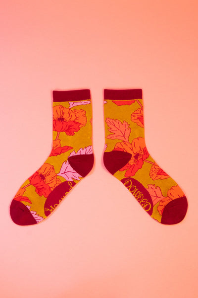Powder Poppy Bright Bamboo Ladies Ankle Socks - Mustard