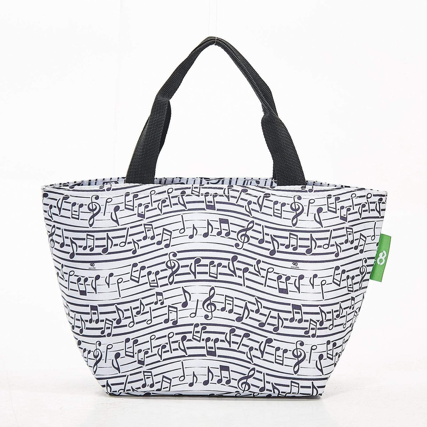 Eco Chic Lightweight Foldable Lunch Bags - Music White
