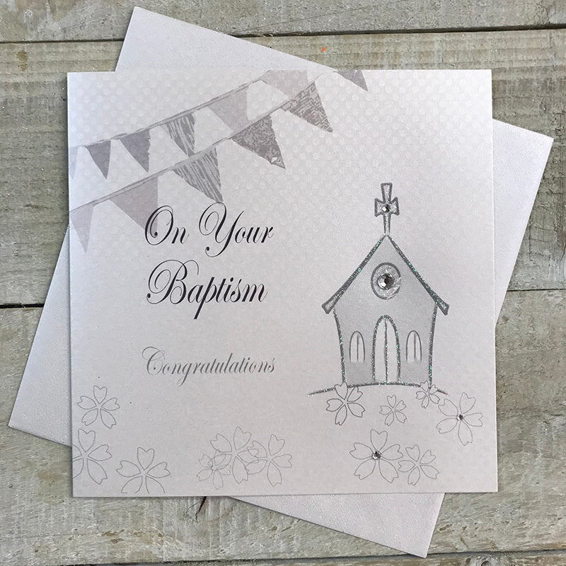 White Cotton Cards Baptism Church Card