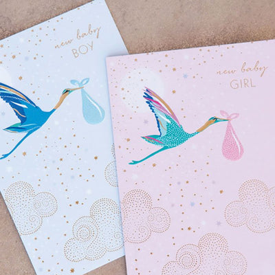 Sara Miller by The Art File - New Baby Boy Stork Card