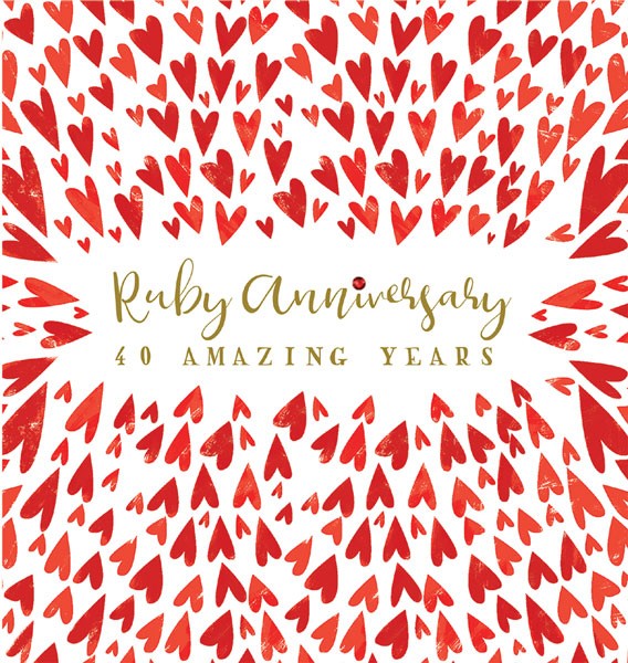 The Art File -Ruby Anniversary 40 Amazing Years Hearts Card