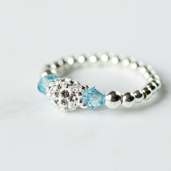 Jolu Jewellery Aquamarine (March Birthstone) Stretch Ring