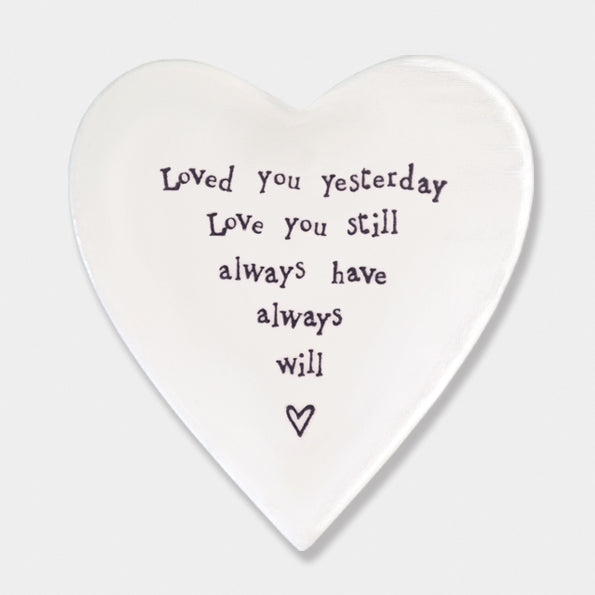 East of India Porcelain Heart Coaster - Loved You