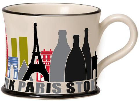 London, New York, Paris Stoke Mug by Moorland Pottery