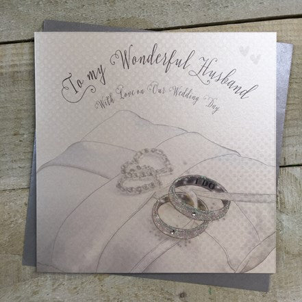 White Cotton Cards Husbdand Wedding Day Rings Card
