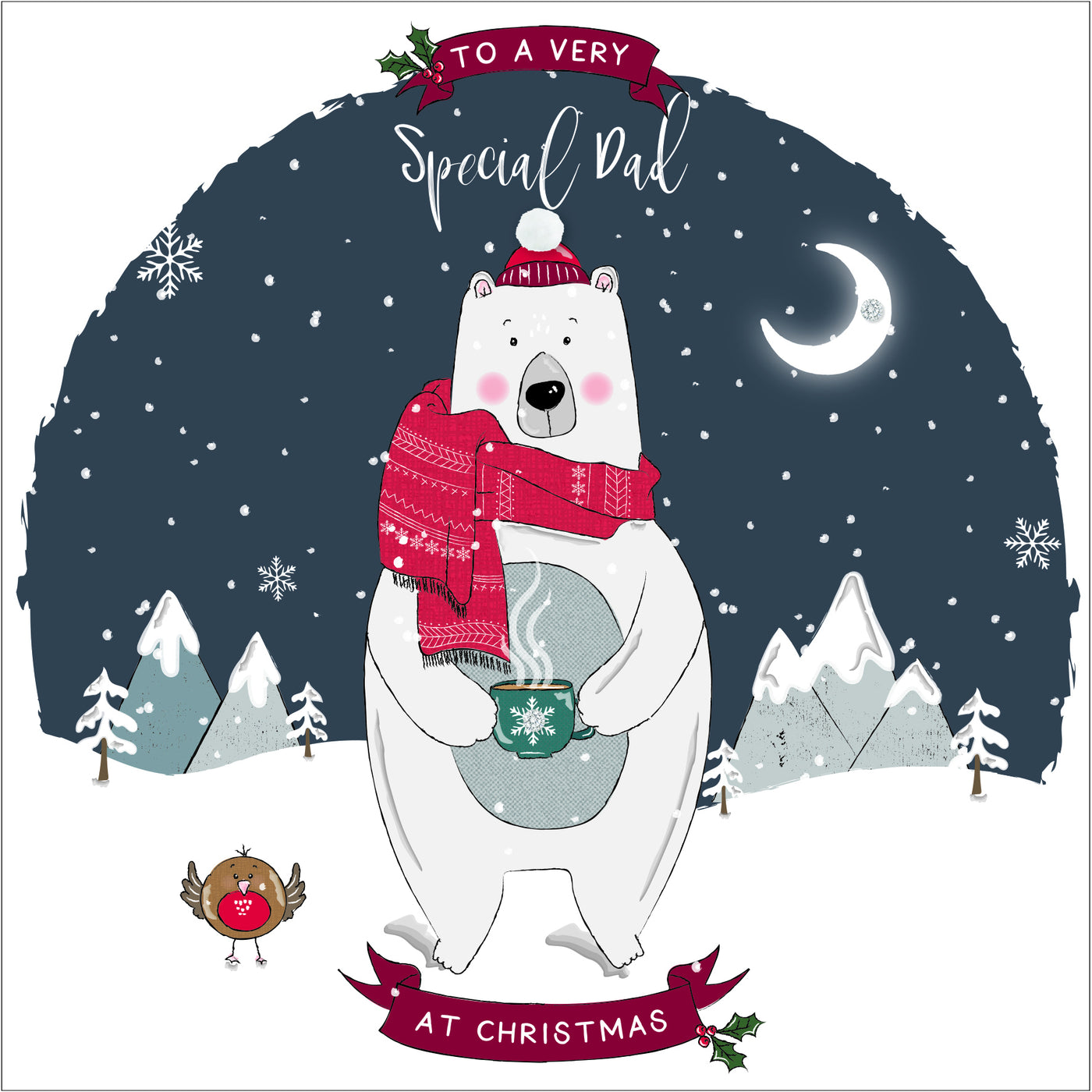 The Handcrafted Card Company Special Dad Polar Bear Christmas Card