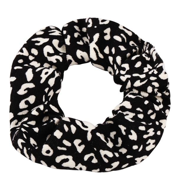 Black & White Velvet Leopard Medium Scrunchie