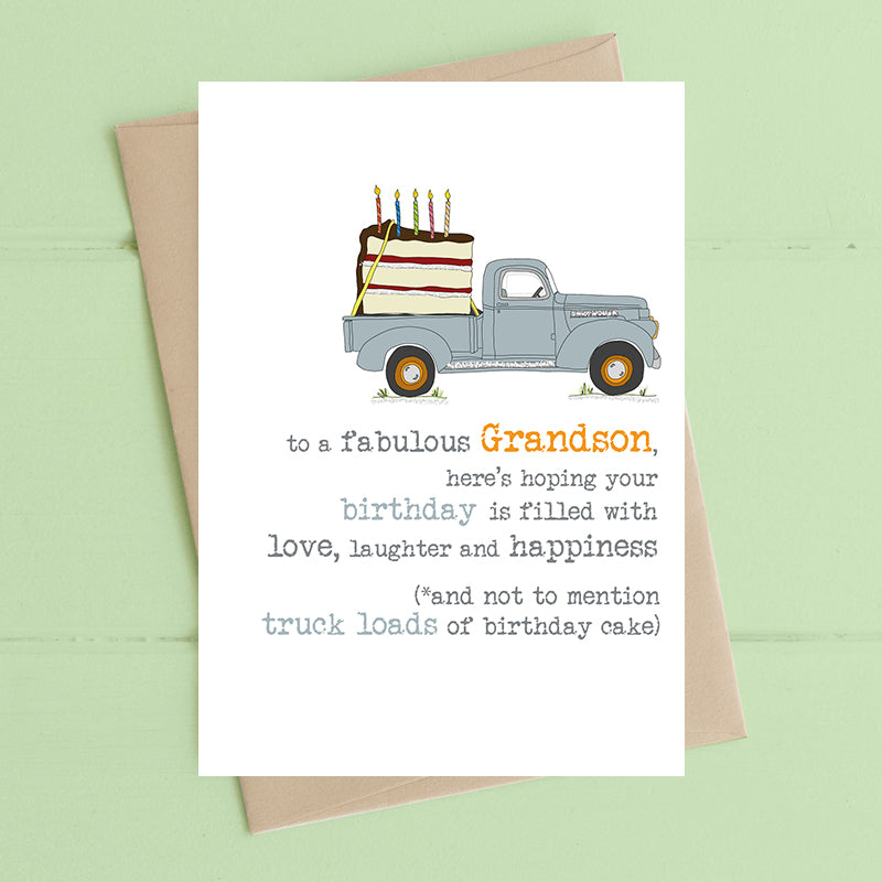 Dandelion Stationery - Grandson Truck Load of Cake Birthday Card