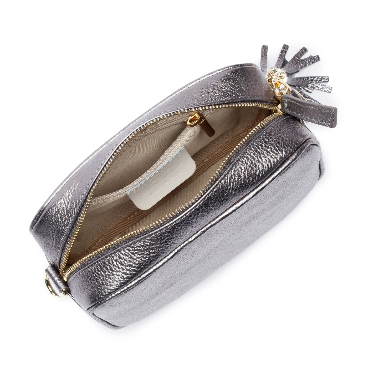 Elie Beaumont Designer Leather Crossbody Bag - Pewter (GOLD Fittings)